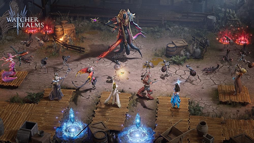 Elemental warriors clashing in a realm-wide skirmish