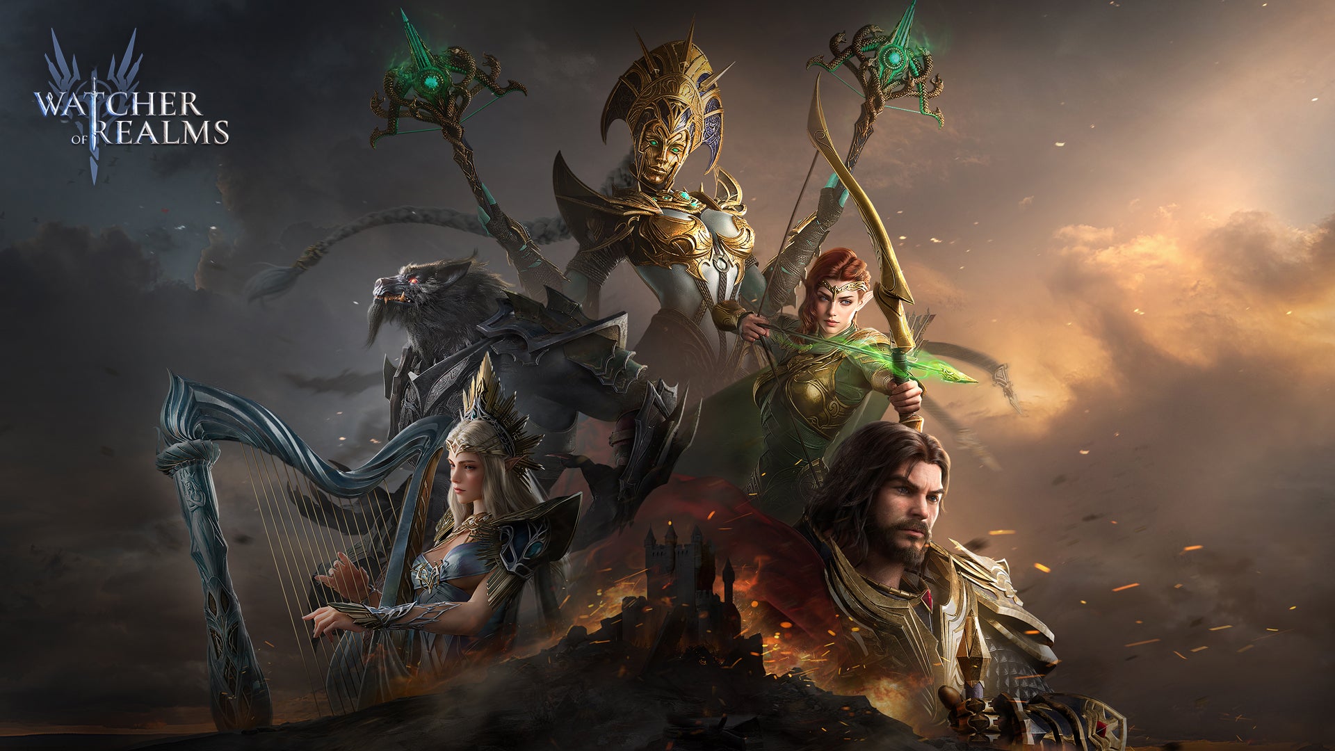 Epic hero unleashing magic among enemies