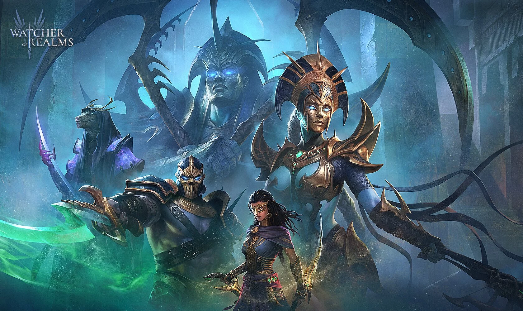 Epic battle between summoned champions and demonic invaders